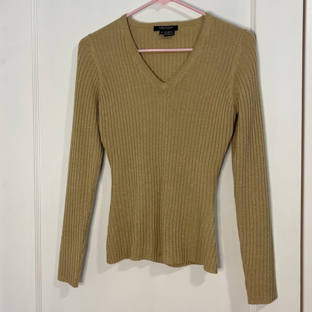 Vintage KAREN KANE Vneck Gold Sweater